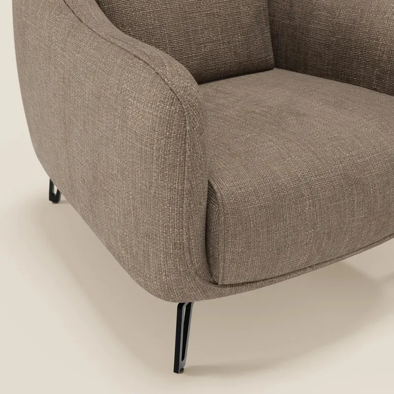 Avela Fauteuil au confort intemporel en tissu doux et imperméable T06 marron
