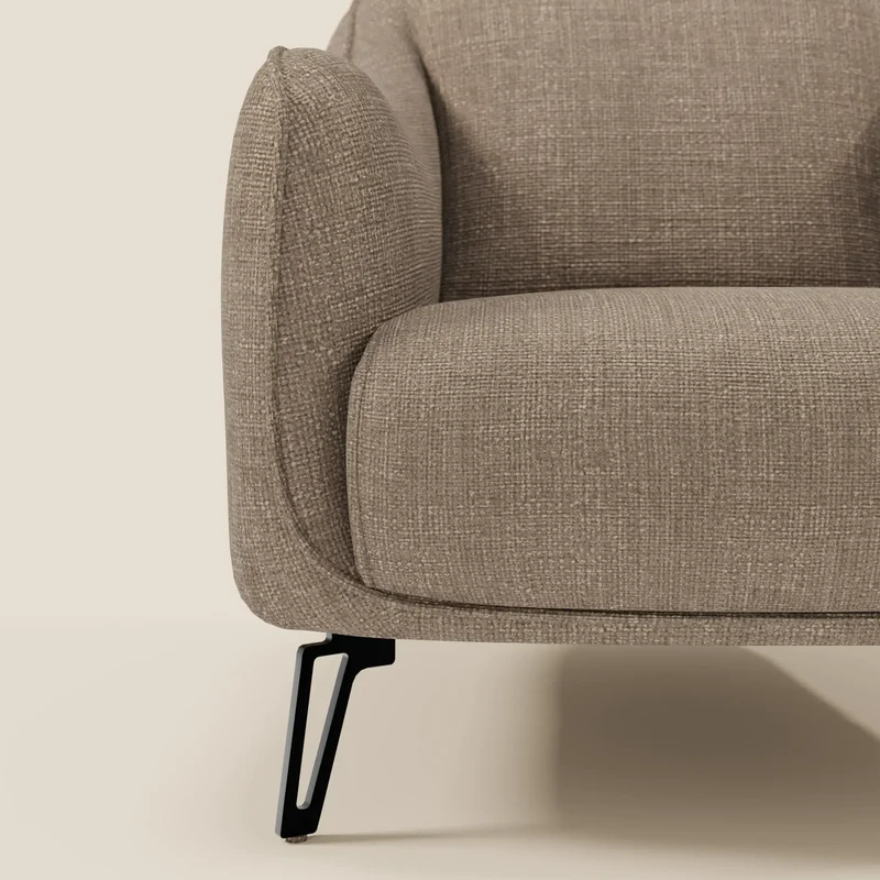 Avela Fauteuil au confort intemporel en tissu doux et imperméable T06 marron