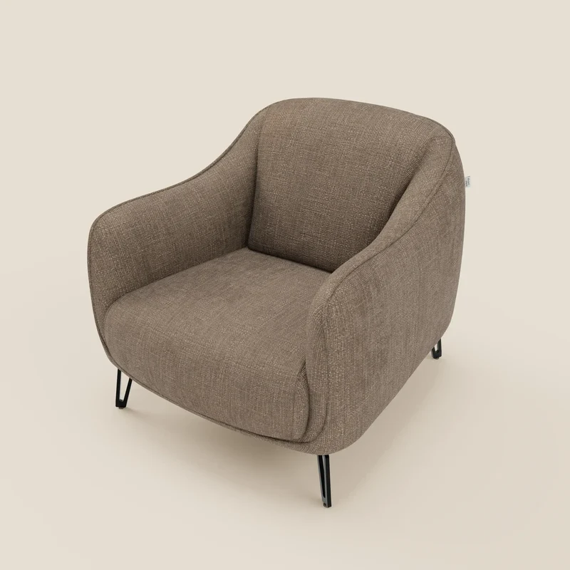 Avela Fauteuil au confort intemporel en tissu doux et imperméable T06 marron