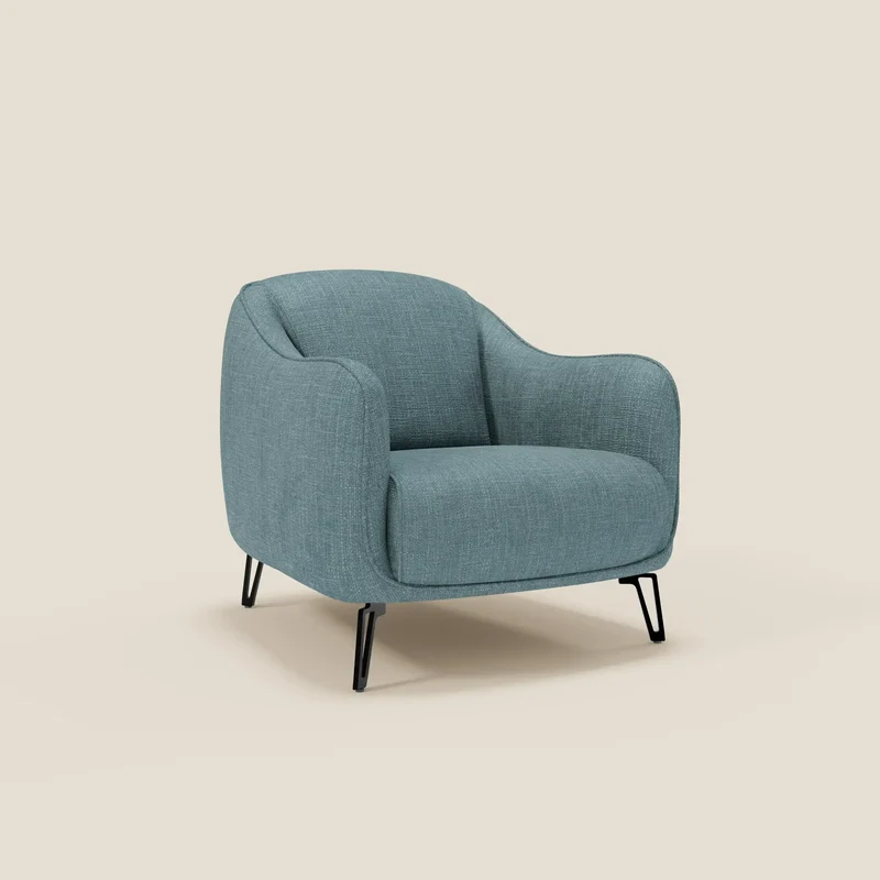 Avela Fauteuil au confort intemporel en tissu doux et imperméable T06 bleu ciel