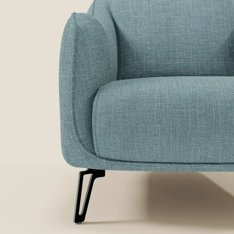 Avela Fauteuil au confort intemporel en tissu doux et imperméable T06 bleu ciel