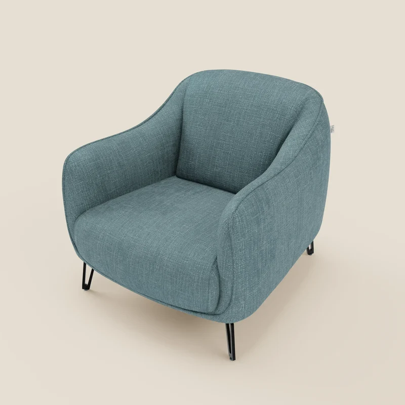 Avela Fauteuil au confort intemporel en tissu doux et imperméable T06 bleu ciel