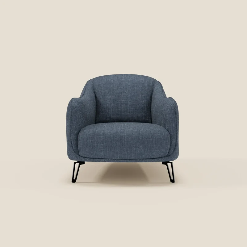 Avela Fauteuil au confort intemporel en tissu doux et imperméable T06 bleu