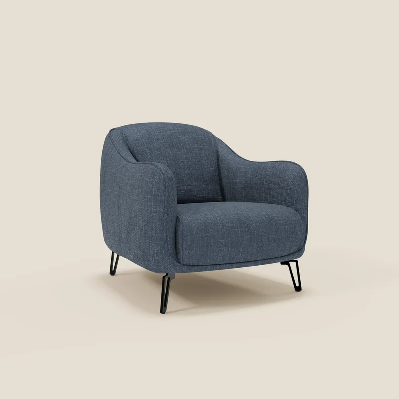 Avela Fauteuil au confort intemporel en tissu doux et imperméable T06 bleu