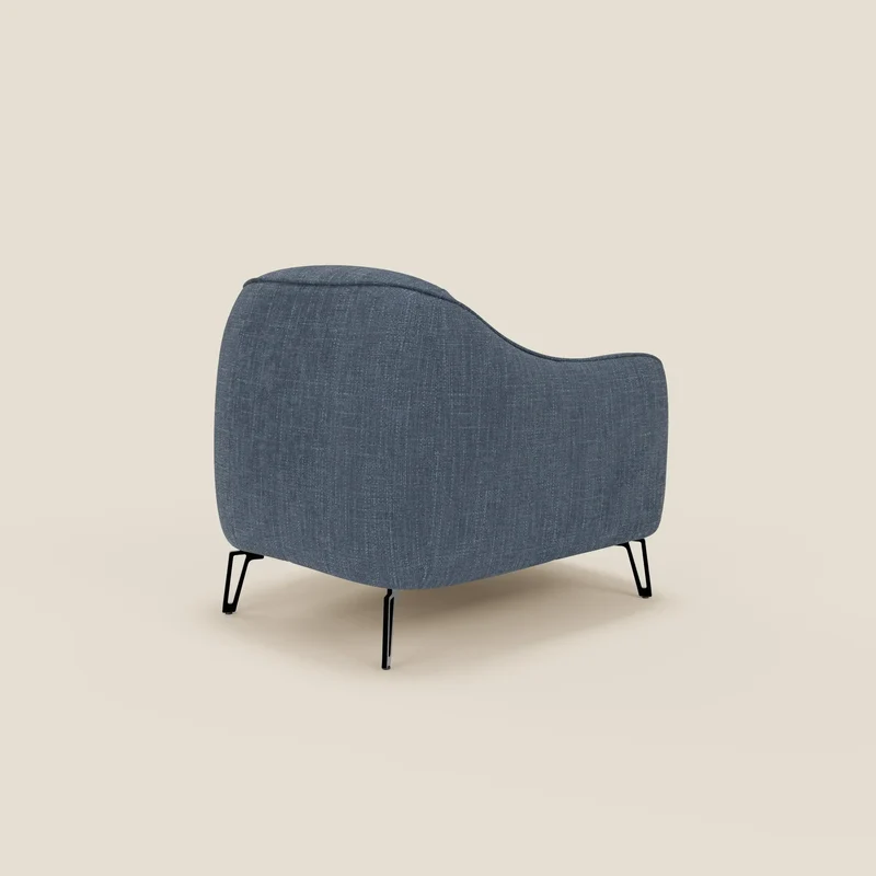 Avela Fauteuil au confort intemporel en tissu doux et imperméable T06 bleu