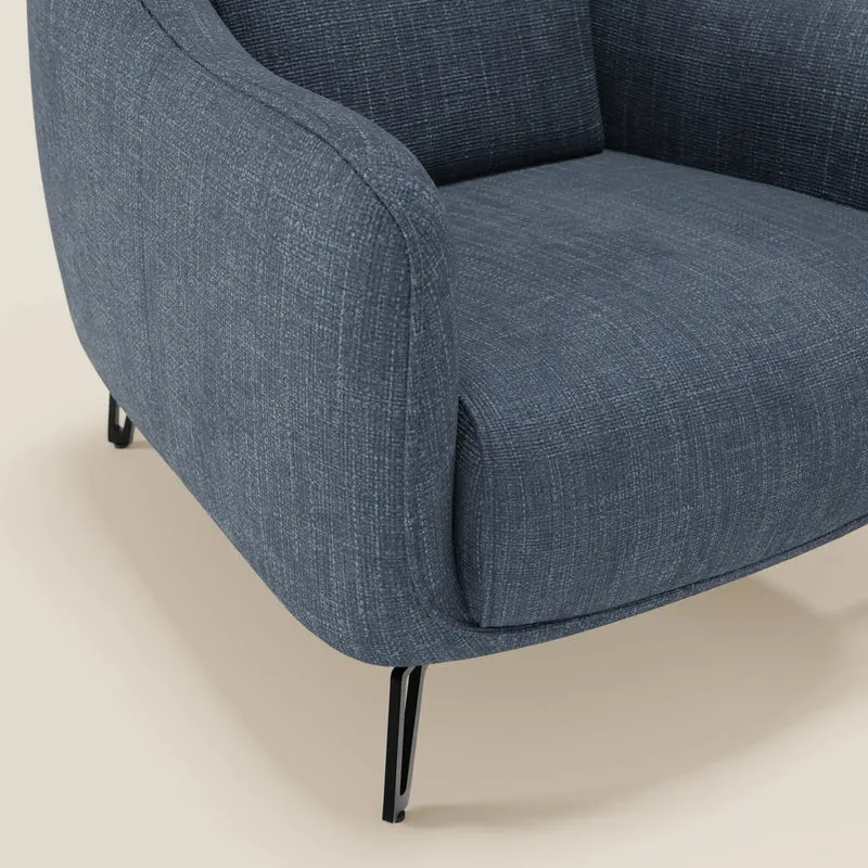 Avela Fauteuil au confort intemporel en tissu doux et imperméable T06 bleu