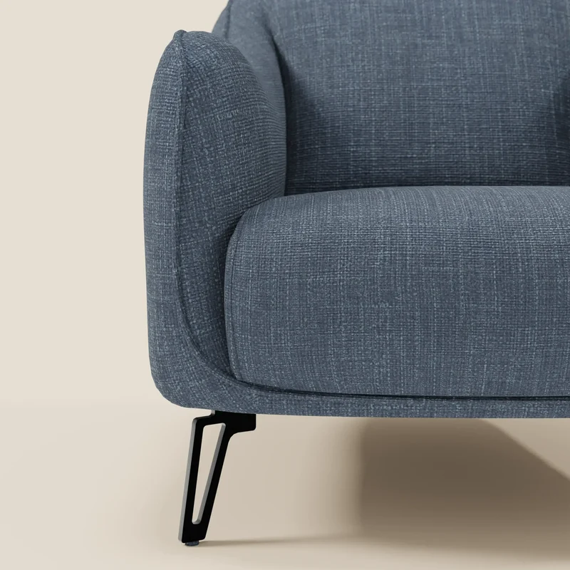 Avela Fauteuil au confort intemporel en tissu doux et imperméable T06 bleu