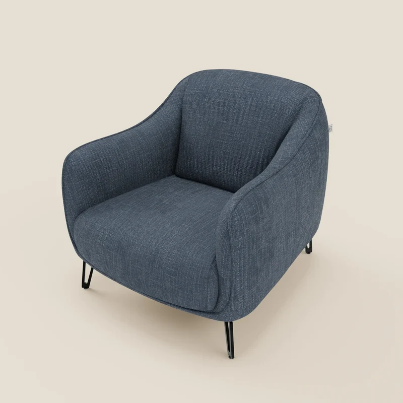 Avela Fauteuil au confort intemporel en tissu doux et imperméable T06 bleu