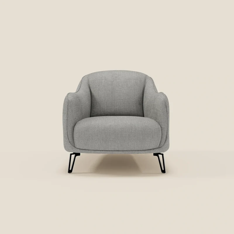 Avela Fauteuil au confort intemporel en tissu doux et imperméable T06 gris