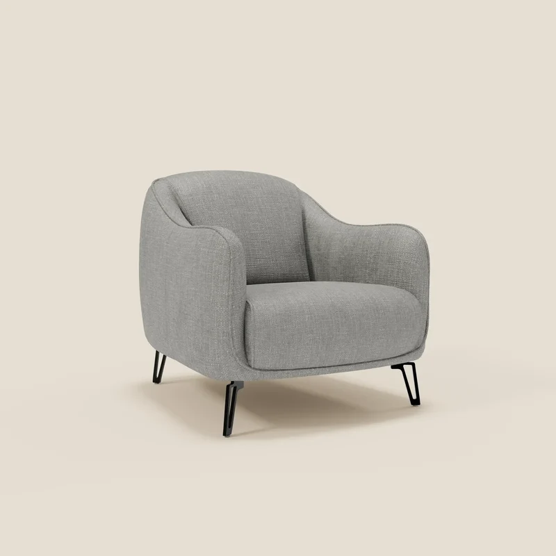 Avela Fauteuil au confort intemporel en tissu doux et imperméable T06 gris