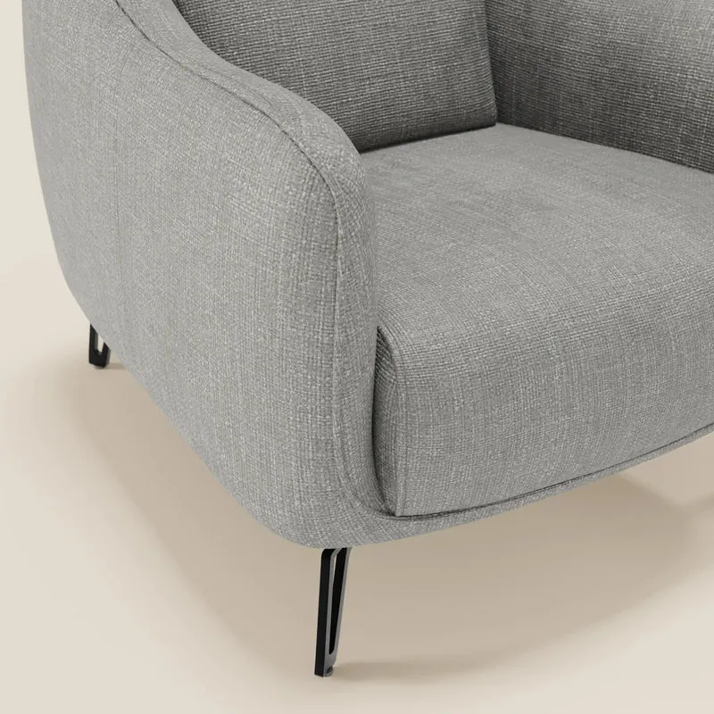 Avela Fauteuil au confort intemporel en tissu doux et imperméable T06 gris