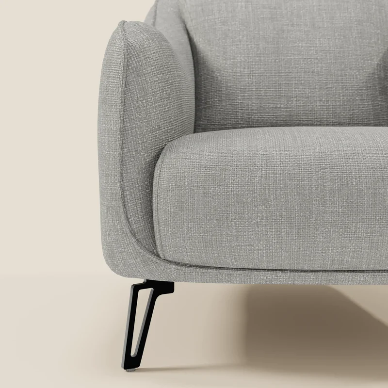 Avela Fauteuil au confort intemporel en tissu doux et imperméable T06 gris