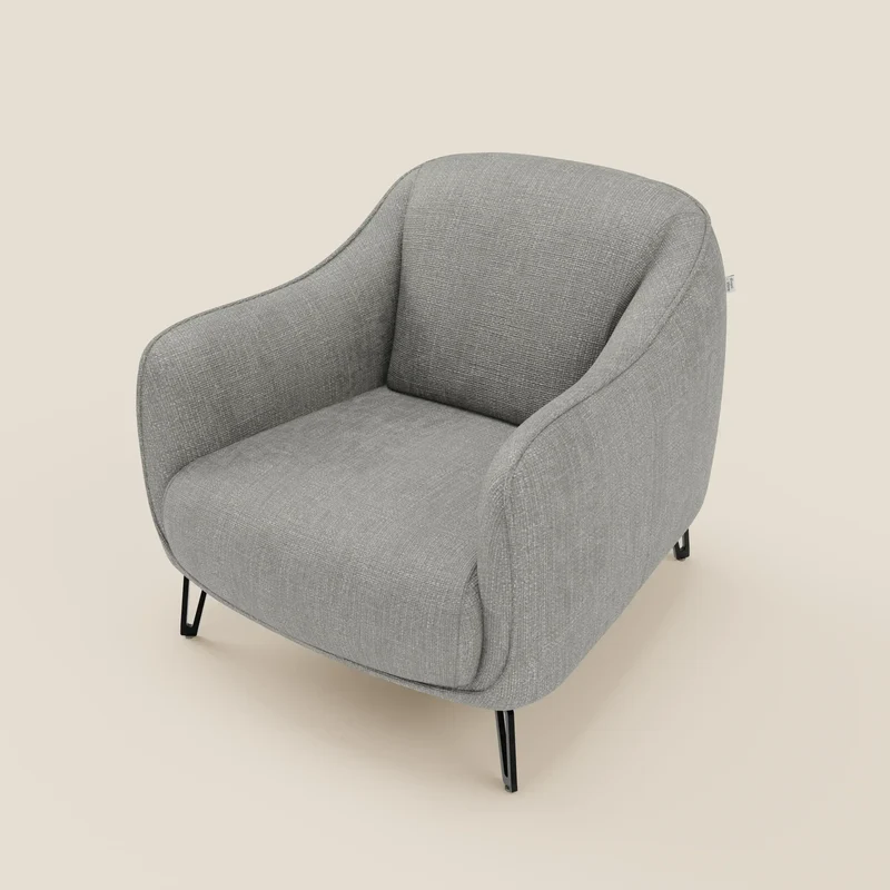 Avela Fauteuil au confort intemporel en tissu doux et imperméable T06 gris
