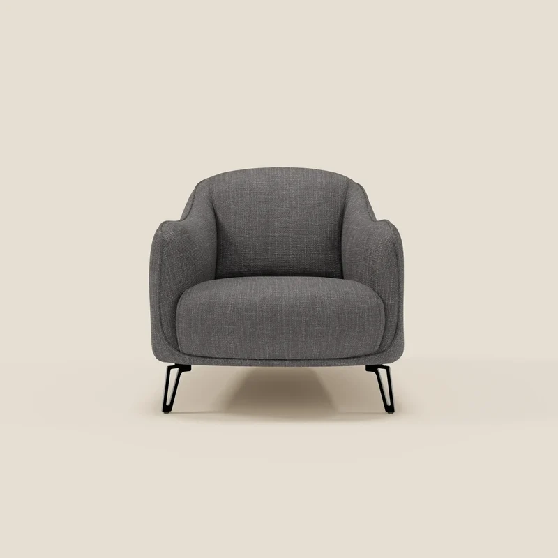 Avela Fauteuil au confort intemporel en tissu doux et imperméable T06 anthracite
