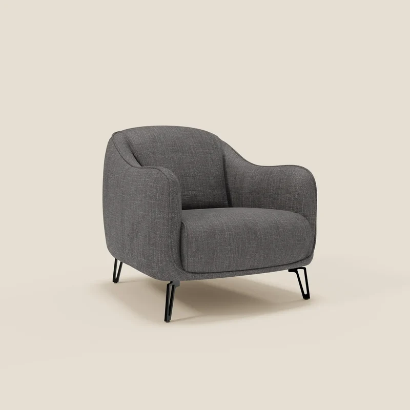Avela Fauteuil au confort intemporel en tissu doux et imperméable T06 anthracite