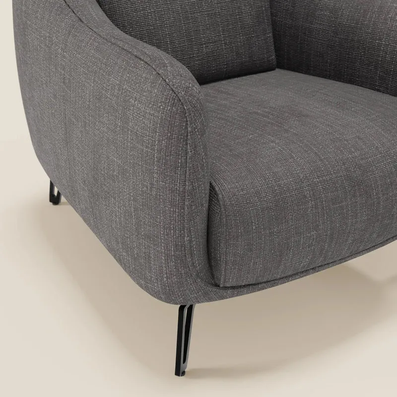 Avela Fauteuil au confort intemporel en tissu doux et imperméable T06 anthracite