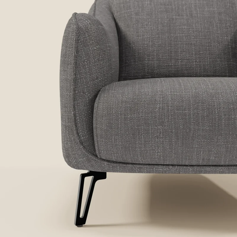 Avela Fauteuil au confort intemporel en tissu doux et imperméable T06 anthracite