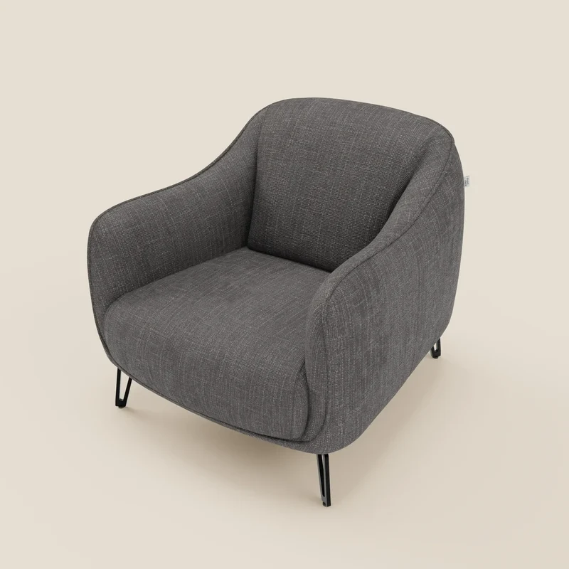 Avela Fauteuil au confort intemporel en tissu doux et imperméable T06 anthracite