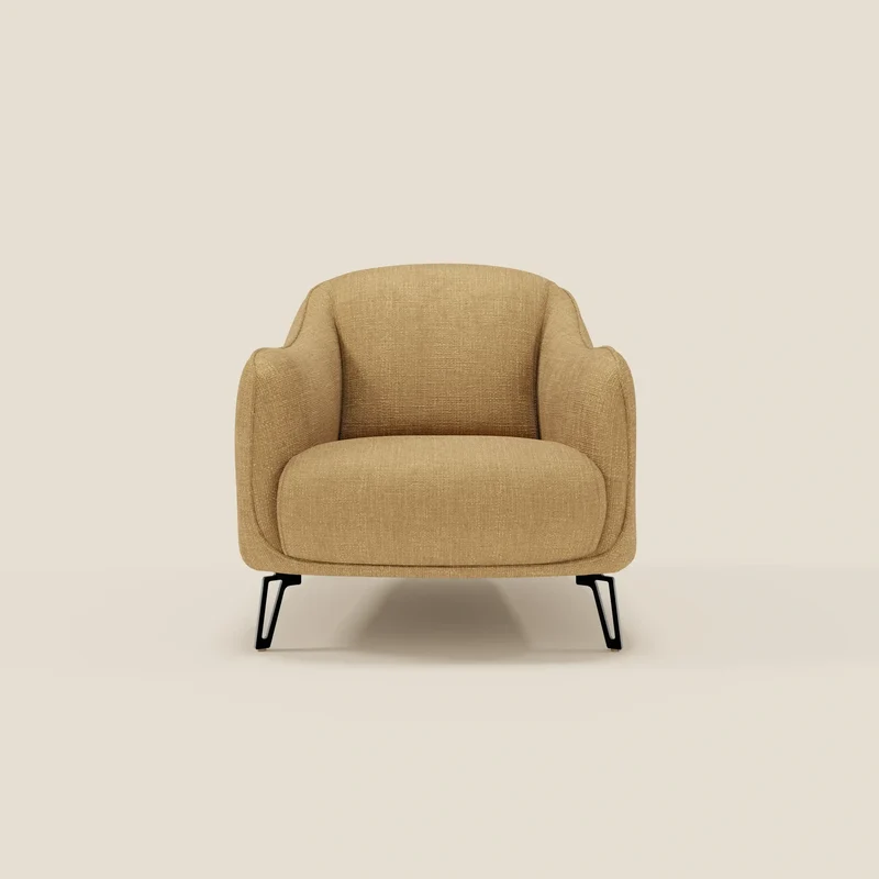 Avela Fauteuil au confort intemporel en tissu doux et imperméable T06 jaune