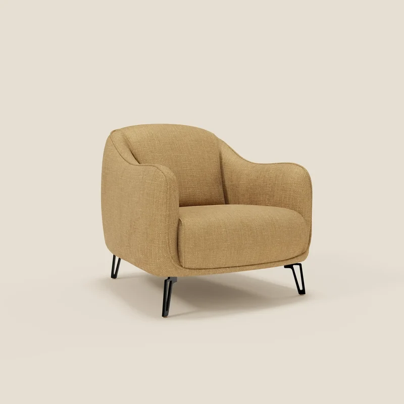 Avela Fauteuil au confort intemporel en tissu doux et imperméable T06 jaune