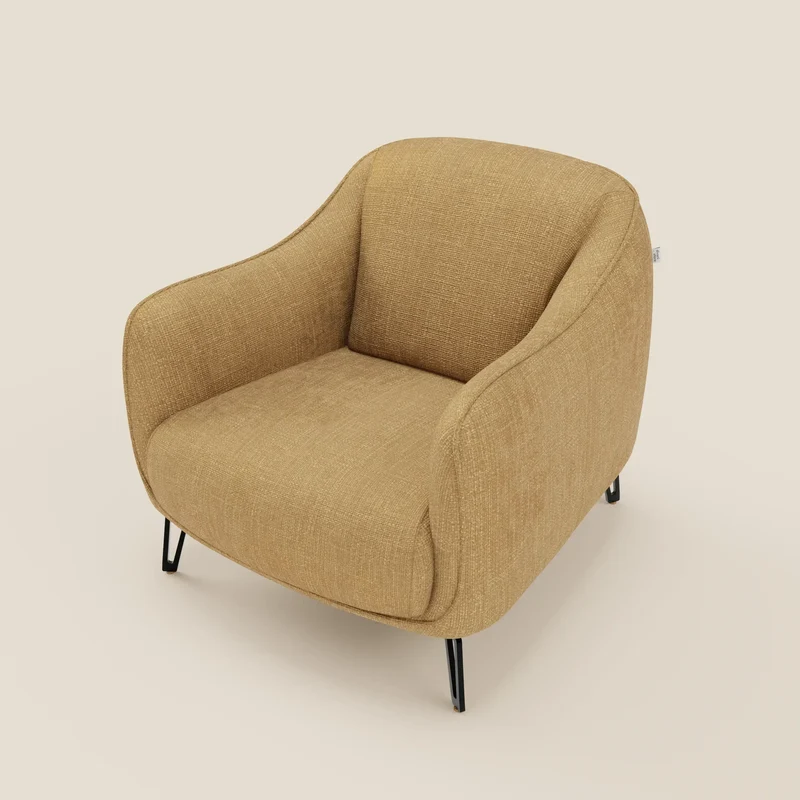 Avela Fauteuil au confort intemporel en tissu doux et imperméable T06 jaune