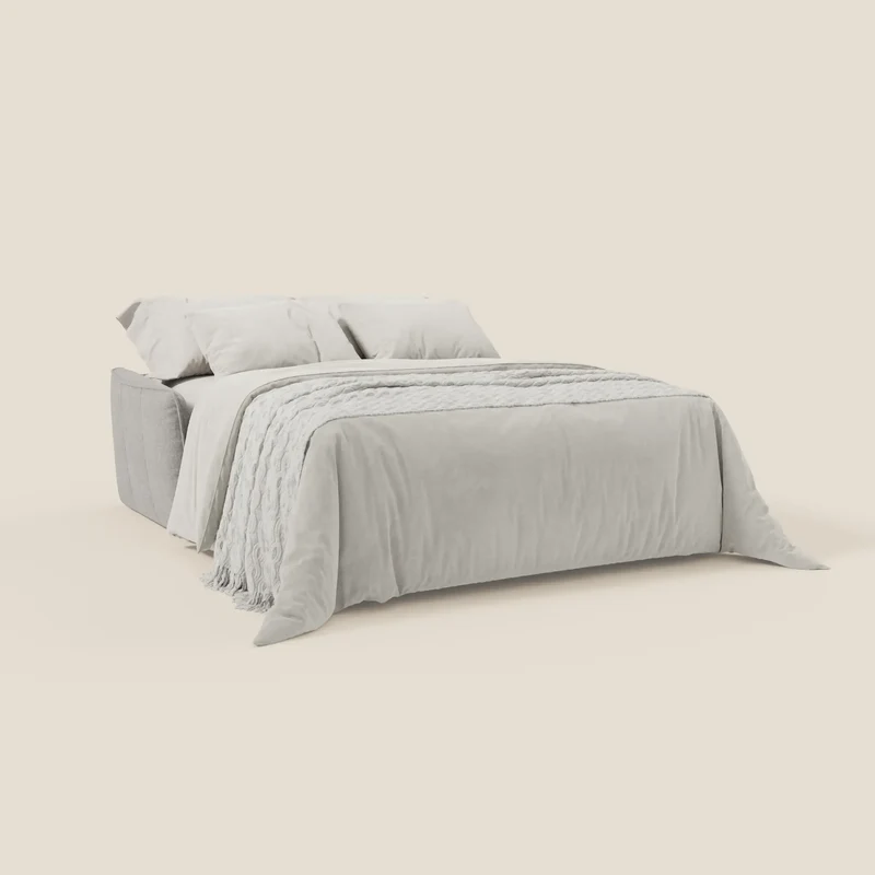 Elios Canapé convertible avec coussins de dossier souples en tissu détachable T24 gris