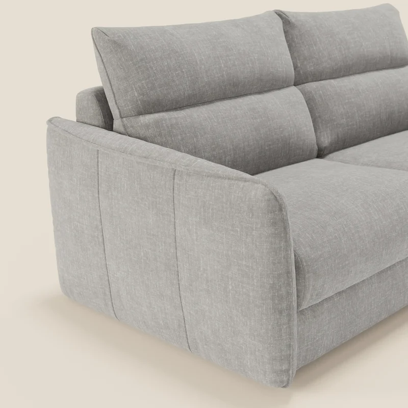 Elios Canapé convertible avec coussins de dossier souples en tissu détachable T24 gris