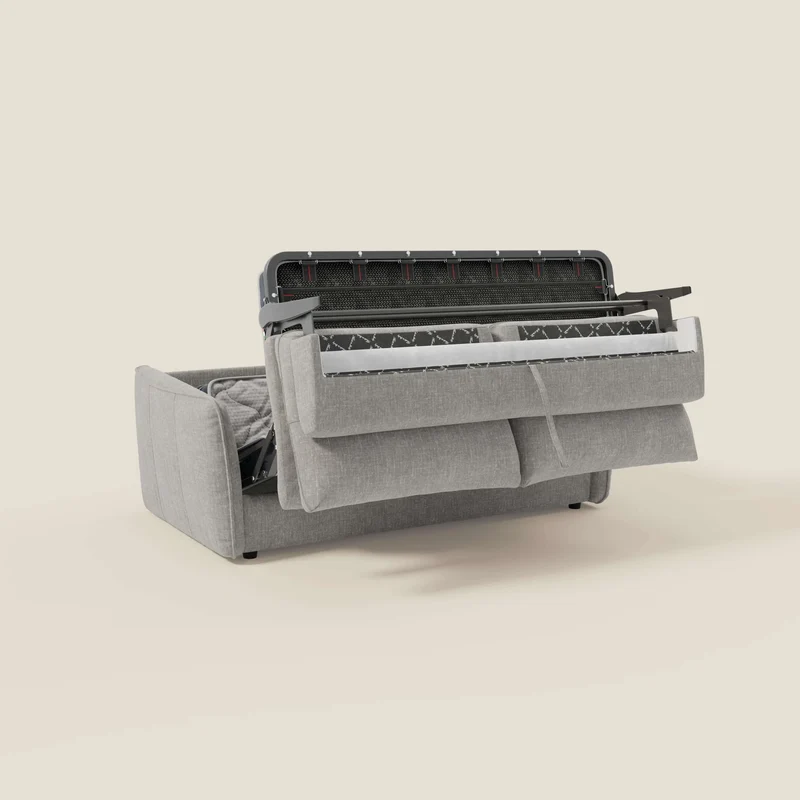 Elios Canapé convertible avec coussins de dossier souples en tissu détachable T24 gris