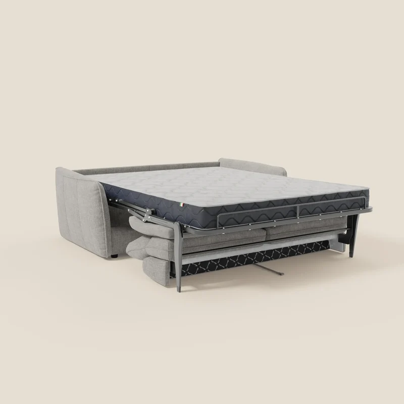 Elios Canapé convertible avec coussins de dossier souples en tissu détachable T24 gris