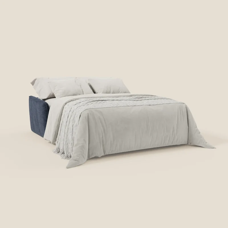 Elios Canapé convertible avec coussins de dossier souples en tissu détachable T24 bleu nuit