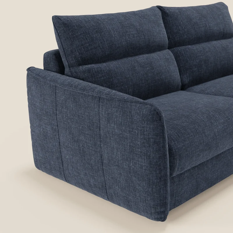 Elios Canapé convertible avec coussins de dossier souples en tissu détachable T24 bleu nuit