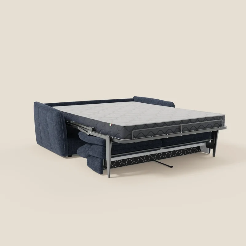 Elios Canapé convertible avec coussins de dossier souples en tissu détachable T24 bleu nuit