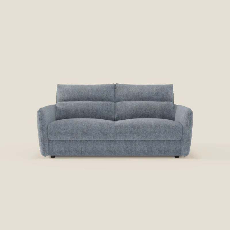 Elios Canapé convertible avec coussins de dossier souples en tissu détachable T24 bleu pastel