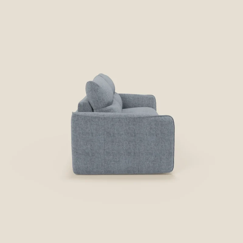 Elios Canapé convertible avec coussins de dossier souples en tissu détachable T24 bleu pastel