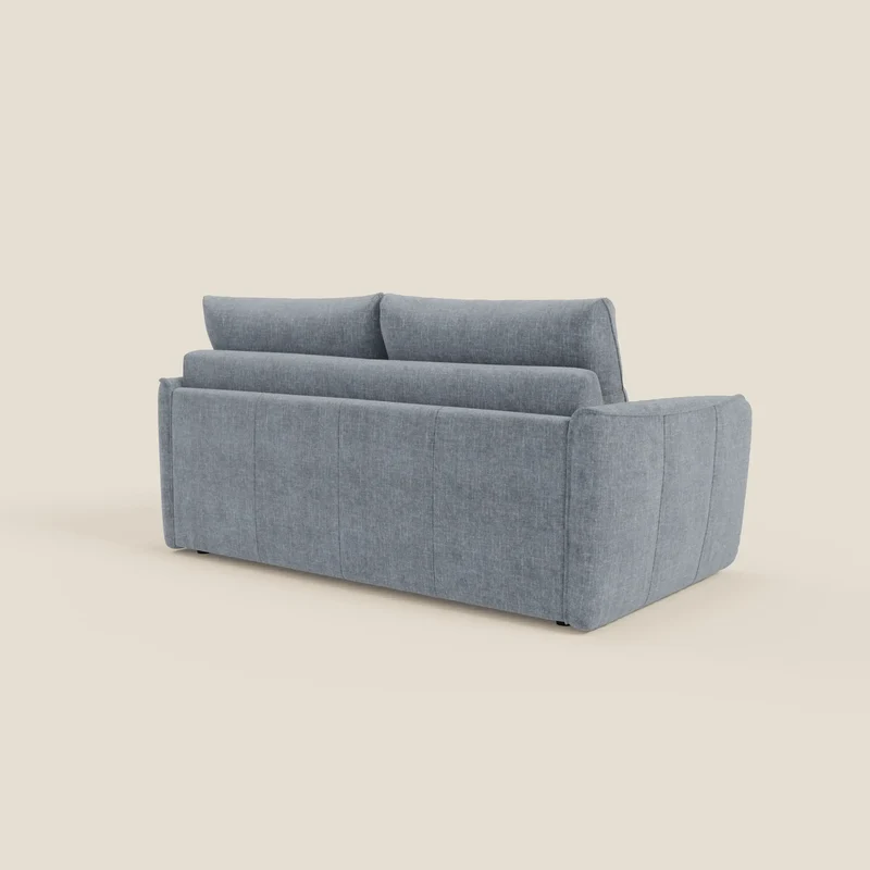 Elios Canapé convertible avec coussins de dossier souples en tissu détachable T24 bleu pastel