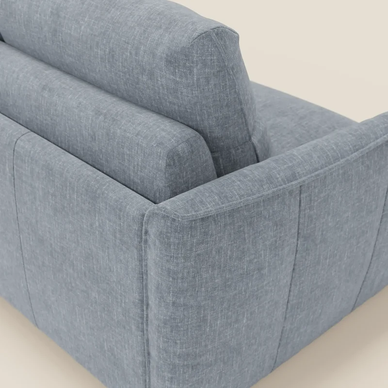 Elios Canapé convertible avec coussins de dossier souples en tissu détachable T24 bleu pastel