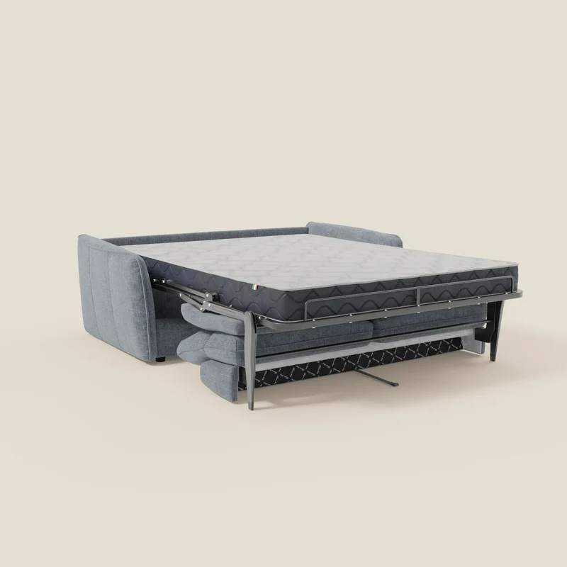 Elios Canapé convertible avec coussins de dossier souples en tissu détachable T24 bleu pastel