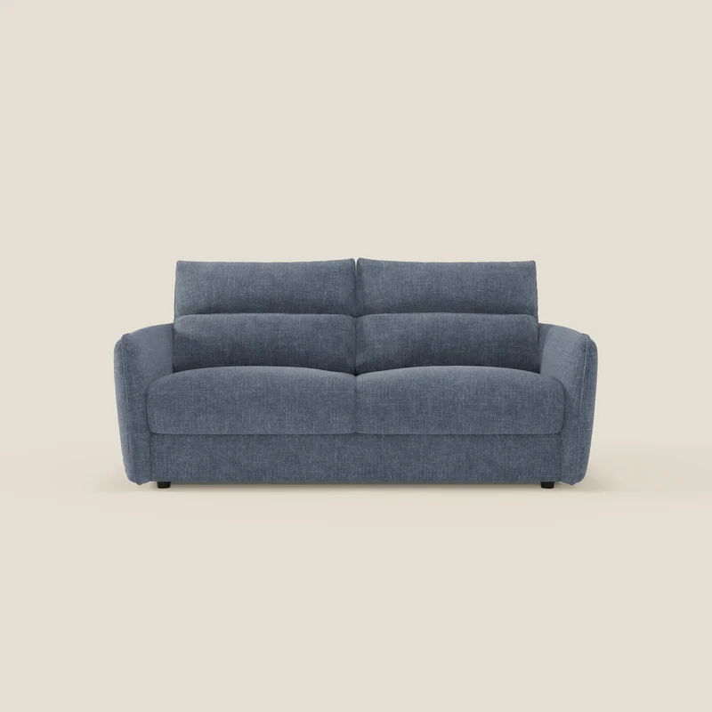 Elios Canapé convertible avec coussins de dossier souples en tissu détachable T24 bleu ardoise