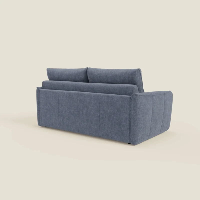 Elios Canapé convertible avec coussins de dossier souples en tissu détachable T24 bleu ardoise