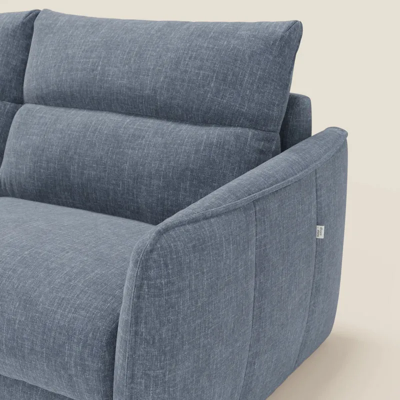 Elios Canapé convertible avec coussins de dossier souples en tissu détachable T24 bleu ardoise