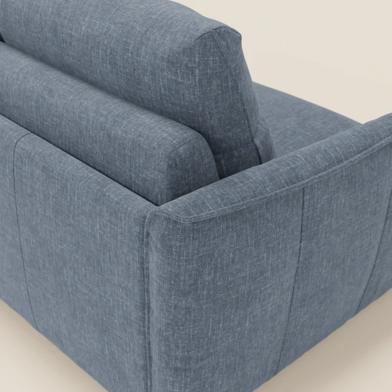 Elios Canapé convertible avec coussins de dossier souples en tissu détachable T24 bleu ardoise