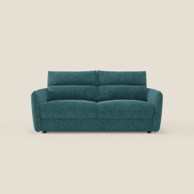 Elios Canapé convertible avec coussins de dossier souples en tissu détachable T24 bleu canard