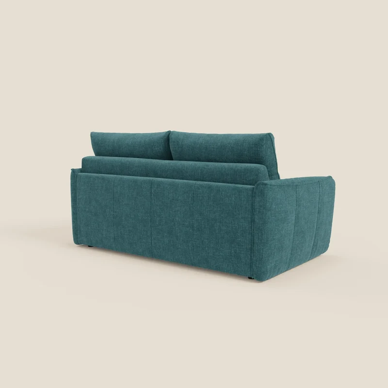 Elios Canapé convertible avec coussins de dossier souples en tissu détachable T24 bleu canard