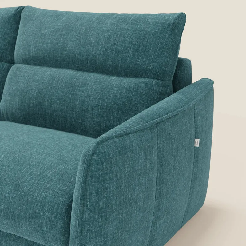 Elios Canapé convertible avec coussins de dossier souples en tissu détachable T24 bleu canard