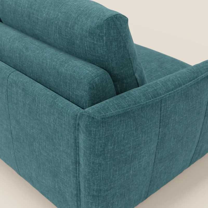 Elios Canapé convertible avec coussins de dossier souples en tissu détachable T24 bleu canard