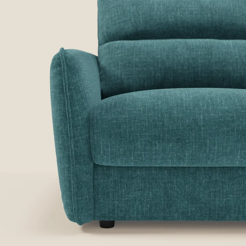 Elios Canapé convertible avec coussins de dossier souples en tissu détachable T24 bleu canard