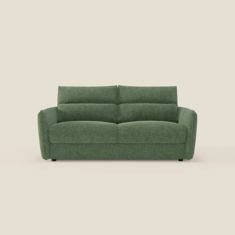 Elios Canapé convertible avec coussins de dossier souples en tissu détachable T24 vert olive