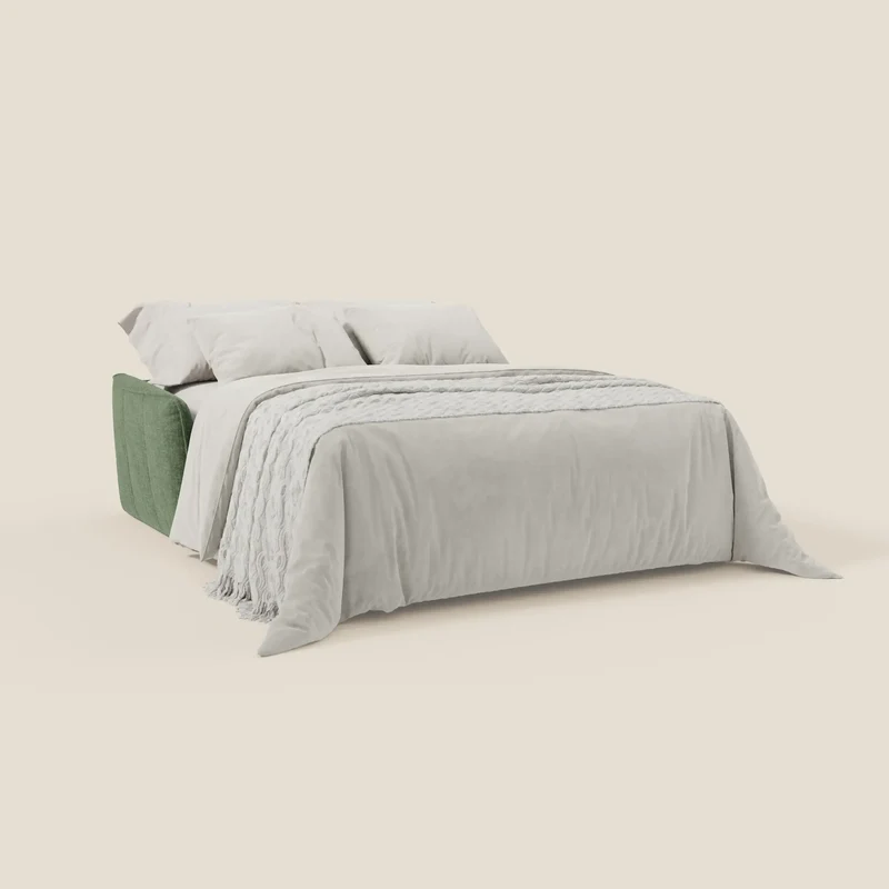 Elios Canapé convertible avec coussins de dossier souples en tissu détachable T24 vert olive