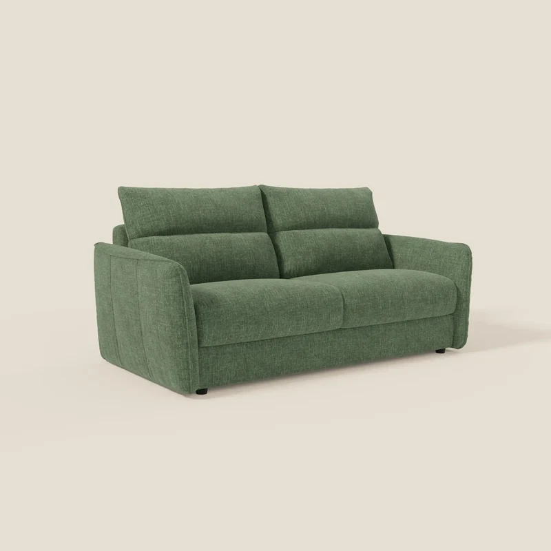 Elios Canapé convertible avec coussins de dossier souples en tissu détachable T24 vert olive