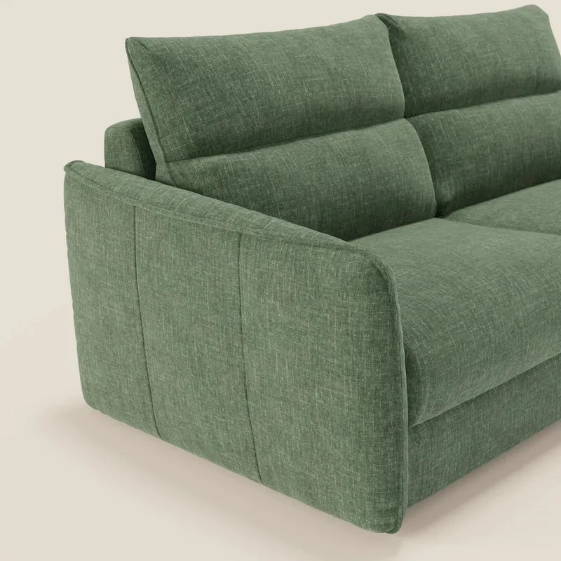 Elios Canapé convertible avec coussins de dossier souples en tissu détachable T24 vert olive